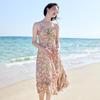 Yinman French Floral Beach A-Line Strappy Dress