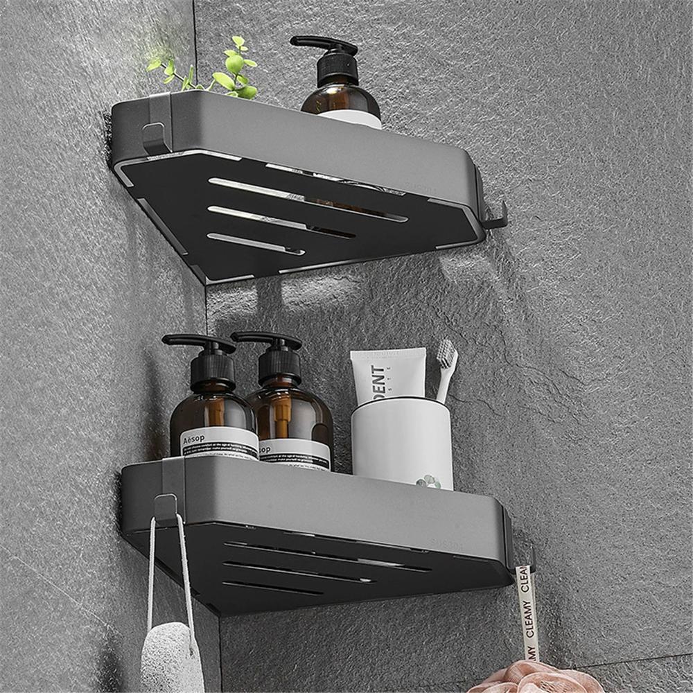 Black Bathrooom Storage Holder Grey Bathroom Shelf Wall Mounted Corner Shelf SUS304 Bath Shower Shelf Bath Shampoo Holder