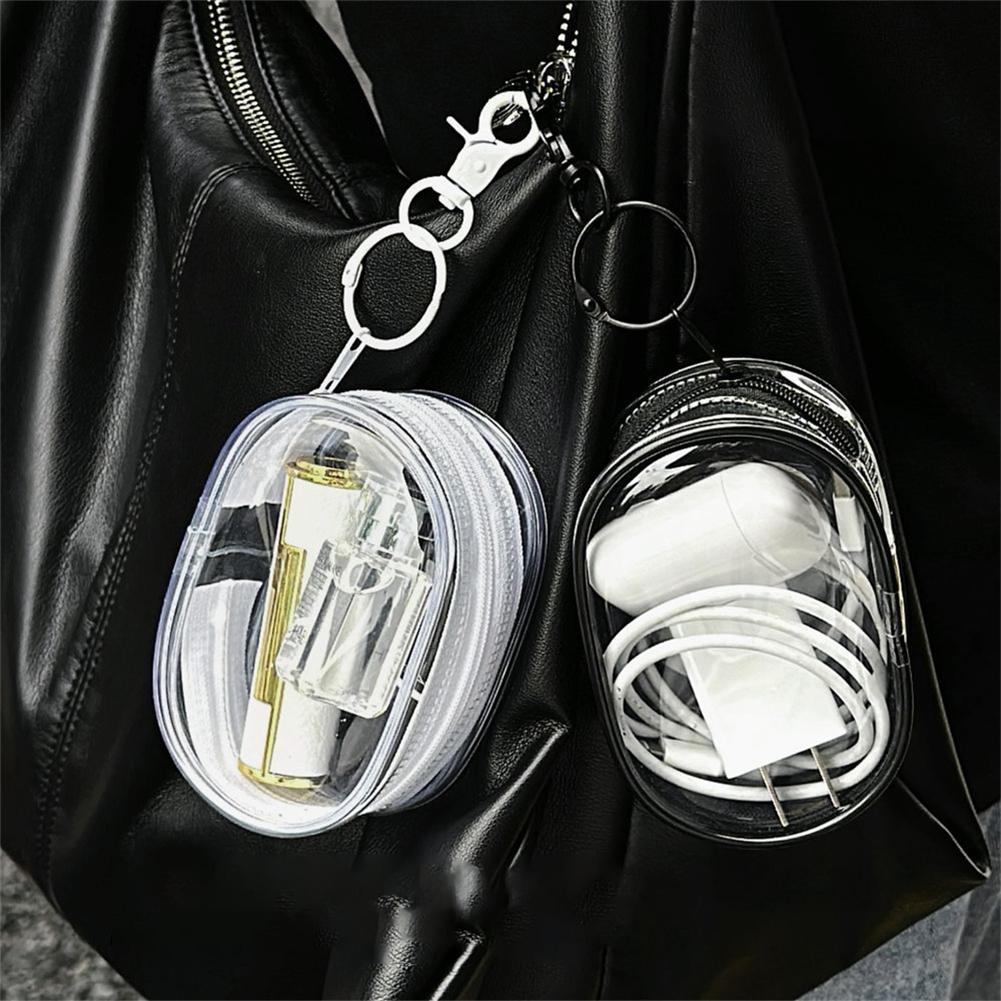 Data Cable Storage Bag Earphones Storage Case Dustproof Keychain Storage Pouch Transparent for Chargers Earphones & Data Cables