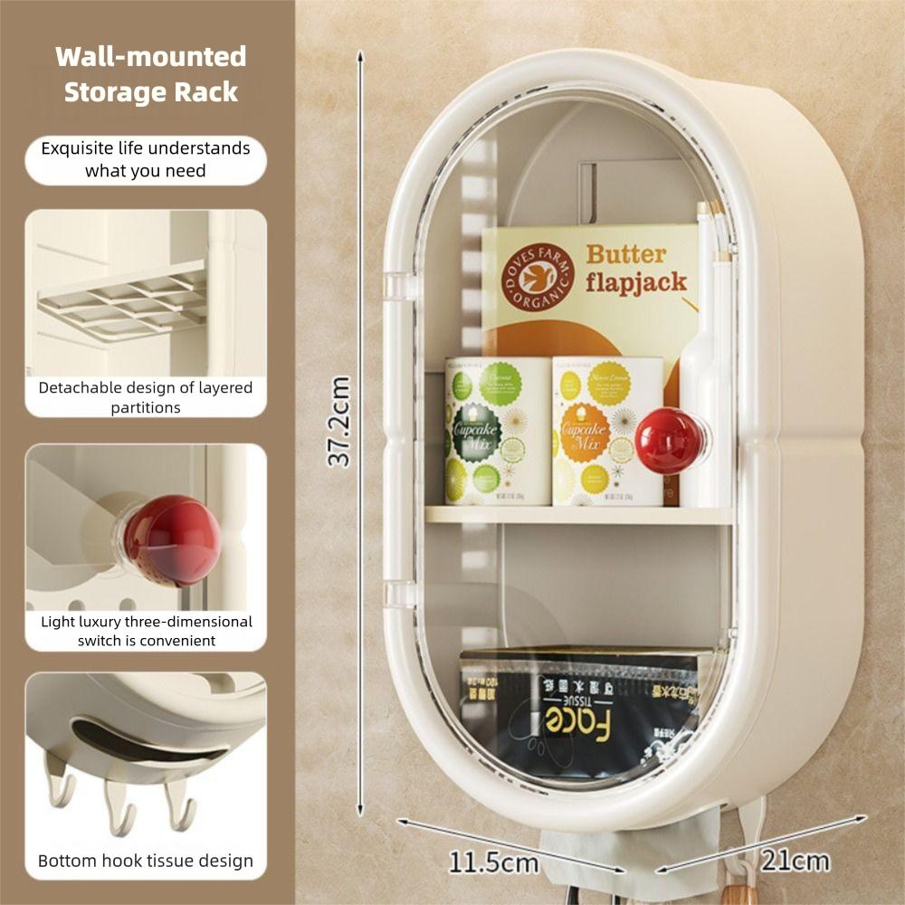

Dust-Proof Makeup Organizer No-Perforation Cosmetic Display Cases Bathroom Organization жовтий