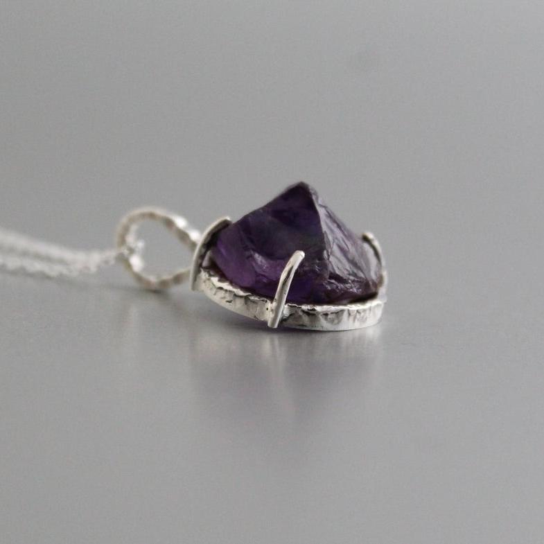 Raw Amethyst Necklace, Raw Stone Necklaces