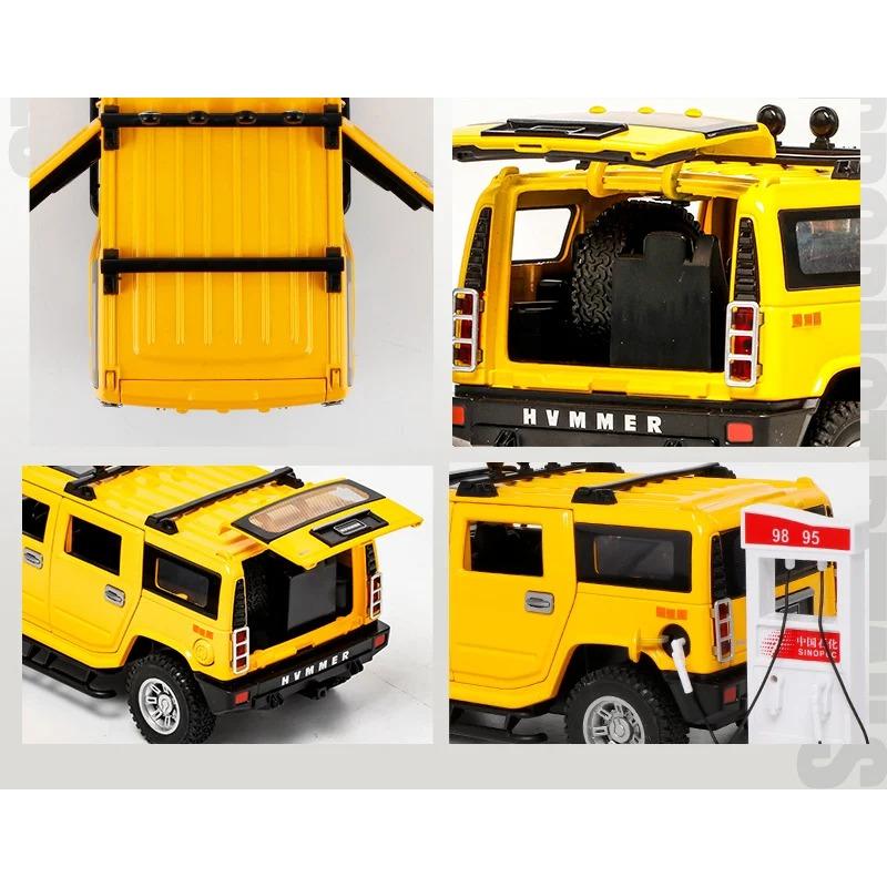 1/24 HUMMER H2 Alloy Car Model Diecast Metal Toy Off-road Vehicles Model Sound and Light Simulation Collection Children Toy Gift