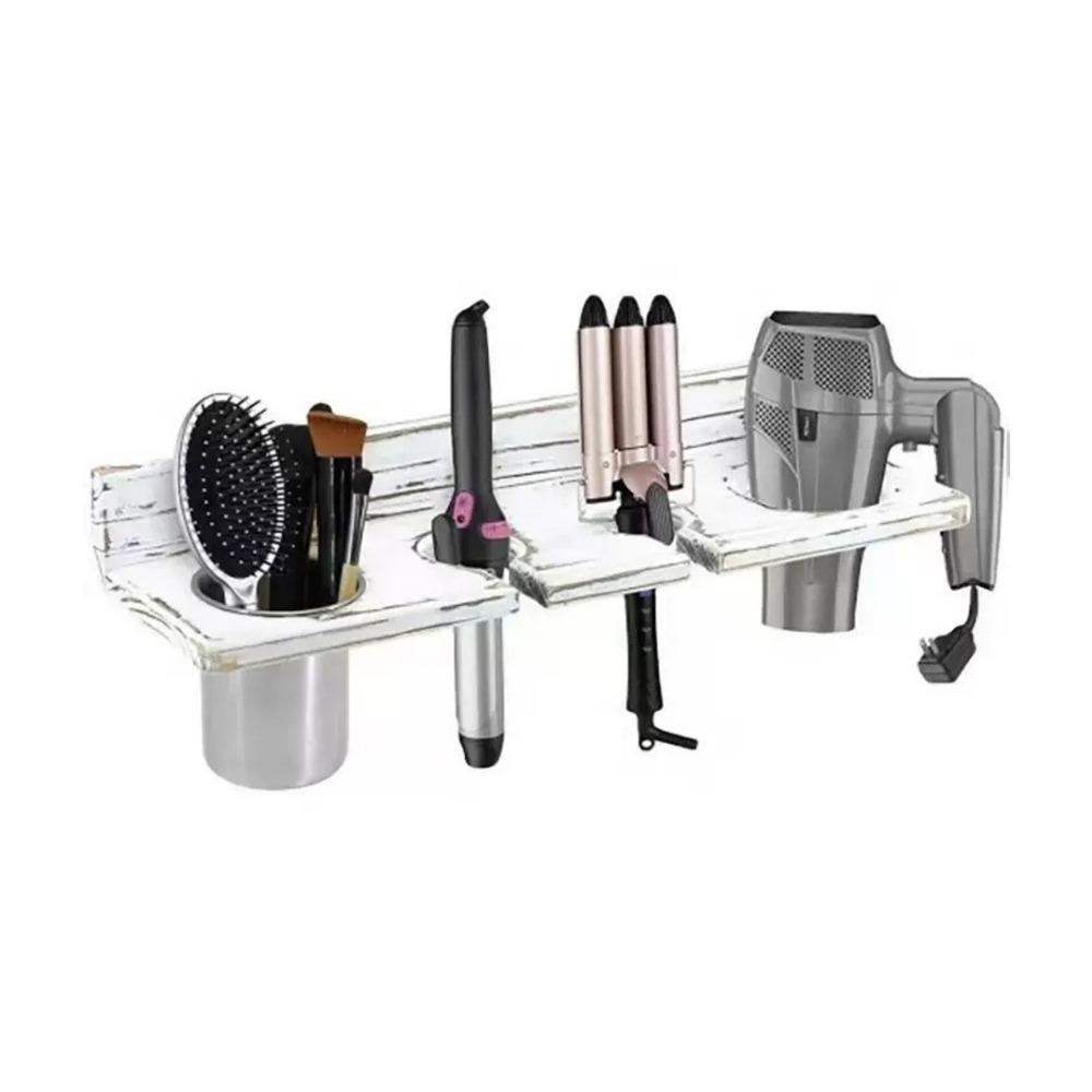 Space Saving Hair Dryer Holder Wall-Mounted Curling Iron Shelf Toilet Blower Holder for Home
