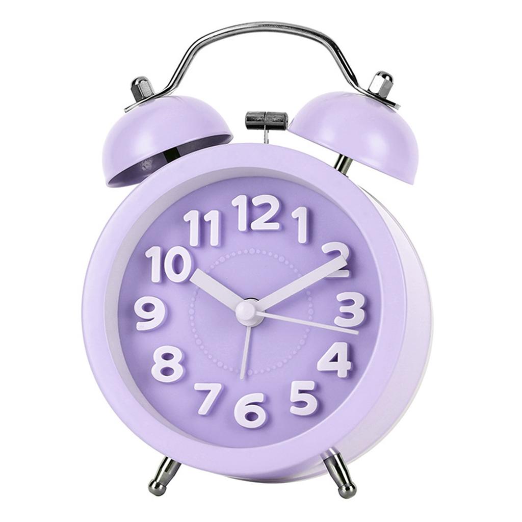 Small Vintage Twin Bell Alarm Clocks Metal Frame Battery Operate Loud Desk Table Alarm Clock for Bedrooms Bedside Home Office