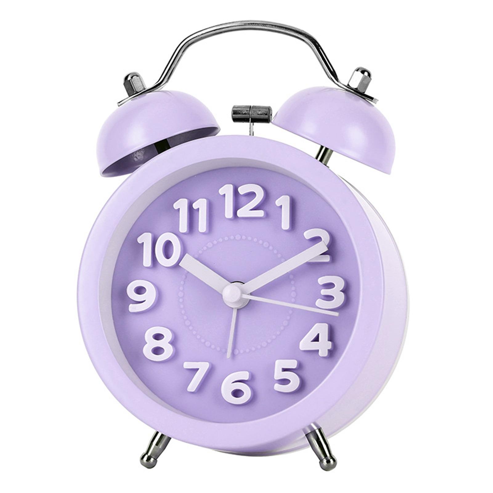 

Vintage Twin-Bell Alarm Clock Backlight Silents Desk Clock Battery Powered Farmhouse Decor Battery Operated Alarm Clock фиолетовый