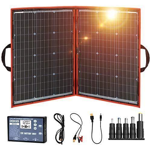 DOKIO Panneau Solaire 100W 12V MONOcristallin PLIABLE AVEC INVERSEUR Solaire 2 ports USB Pour Plein air