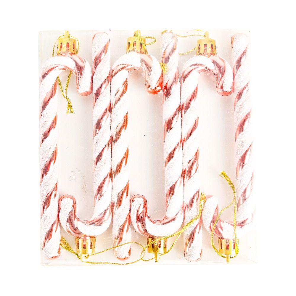 6 Stück Neue Kunststoff Weihnachts-Hängedekoration Zuckerstange Galvanisiert Weihnachtsbaumschmuck Kugel 8 Farben Weihnachtsbaumkugeln