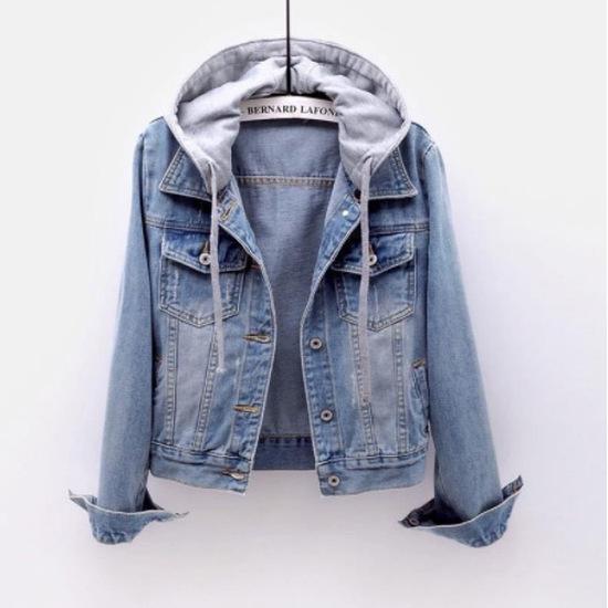 Damen Frühlings Herbst Koreanischer Stil Locker Lässig Kapuze Kurz Jeansjacke, Vielseitig Student Täglich Jean Oberteil Oberbekleidung