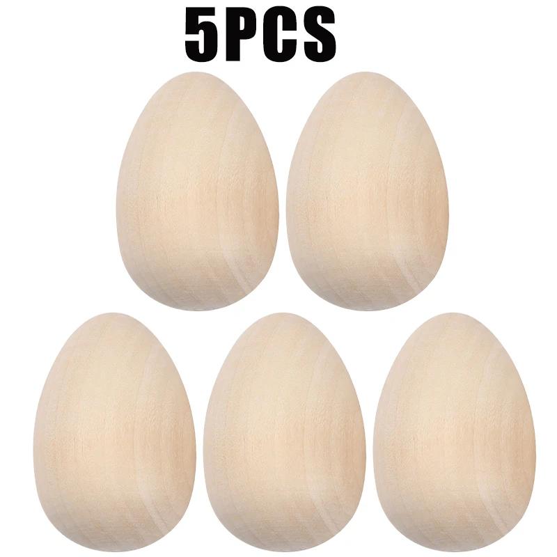 Realistic Wooden Easter Eggs DIY Graffiti Simulated Egg Handmade Holiday Decor Craft for Home Festival Design