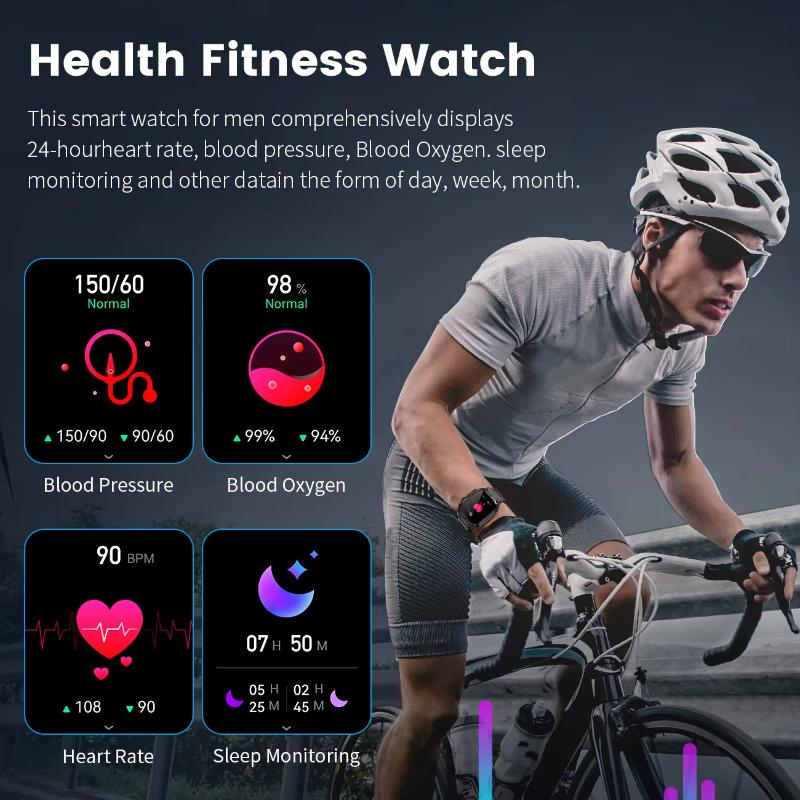 2025 New Outdoor Sports Fitness Smartwatch For Men 1.96 Inch Screen Bluetooth Calling Waterproof Watches Blood Oxygen Reloj Hombre