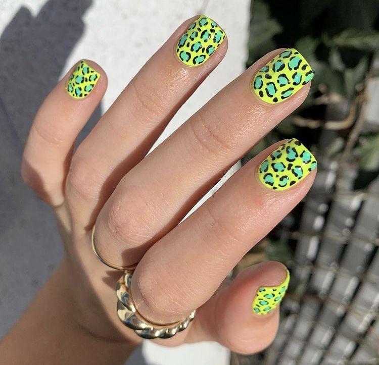 Leopard Print Wearable Short Square Nail Art Stickers - Removable False Nails