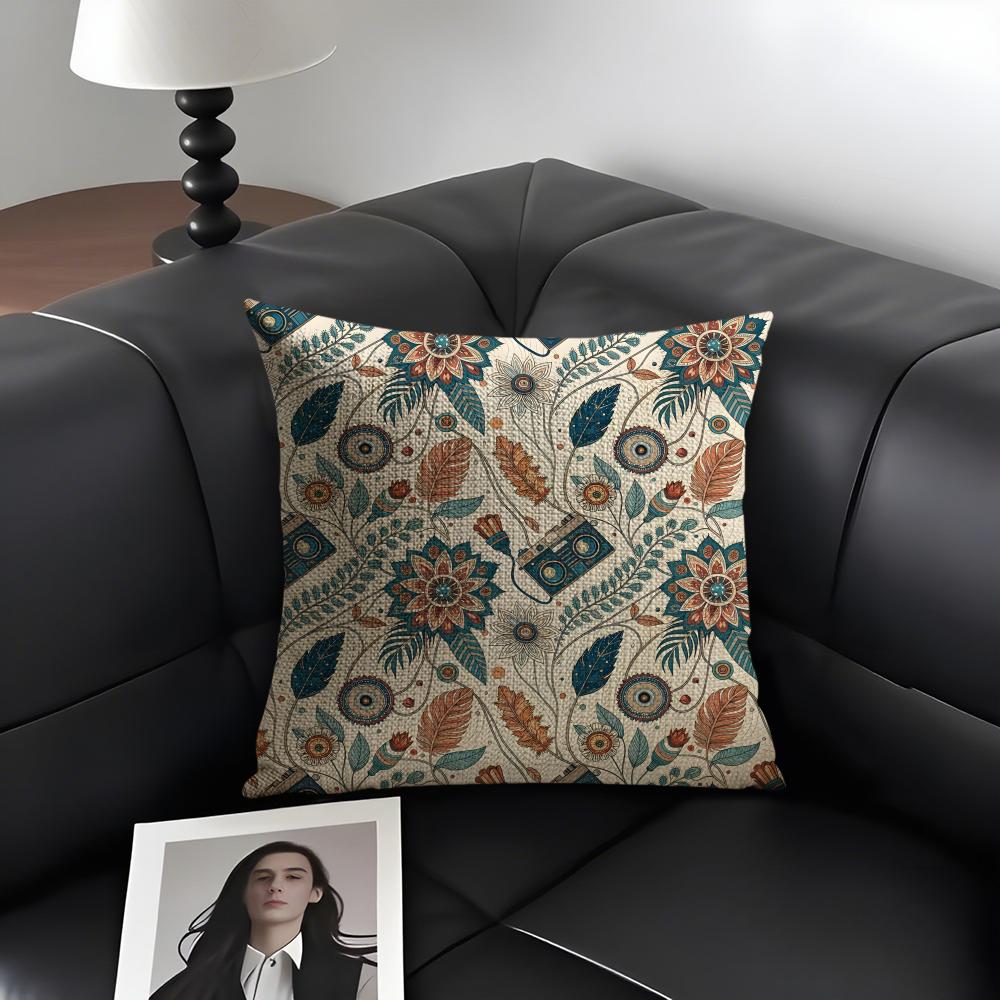 Bohemian Style Classical Cushion Cover Natural Linen Organic Fabric DoubleSided Printing Sofa Home Decor Gift Pillow Case