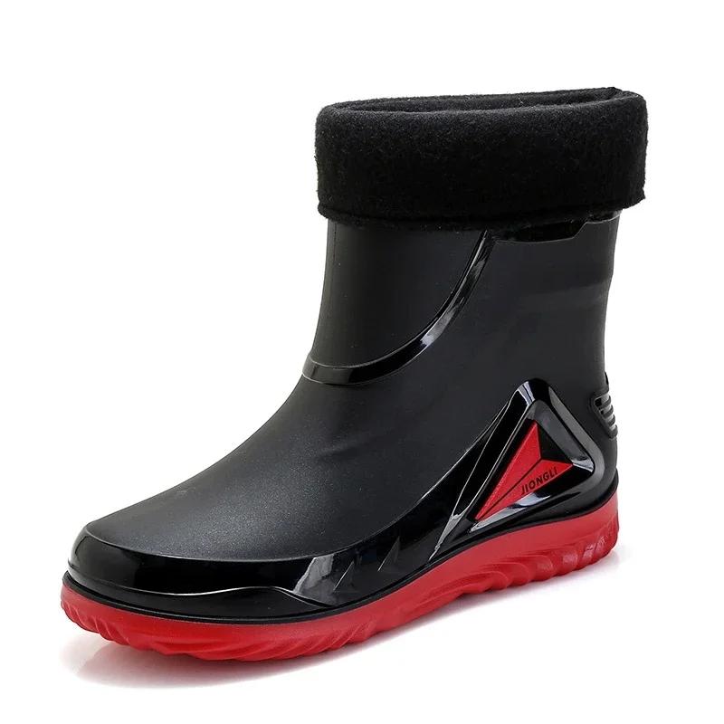 Fashionable Rain Boots for Men, New Style, Short and Mid-length Rain Boots, Non-slip Work Rubber Shoes, Outdoor Fishing Shoes