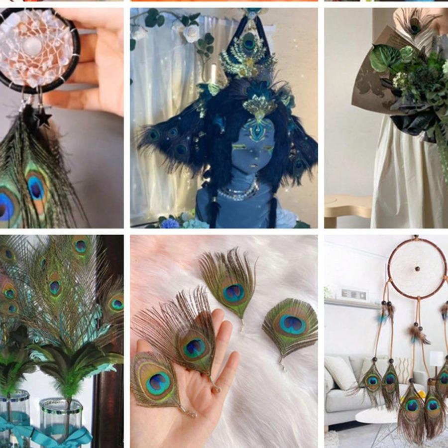Peacock Feather In Bulk, Faux Peacock Feather Decorated for Vase Craft Vase Wedding Home Party Christmas Day Decoration Peacock Feathers