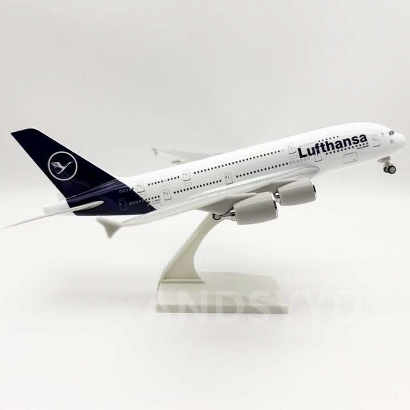 Display 1:240 Scale 380 Airbus Model 30CM New Lufthansa A380 Resin Airline Aircraft Model with Landing Gear Simulation Souvenir