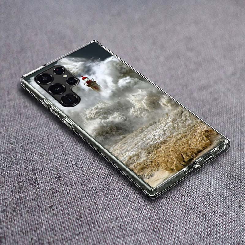 Lighthouse Phone Case For Samsung Galaxy S24 S23 S21 S20 FE S22 S26 Ultra S25 Edge S10 Plus Cover Clear TPU Capa Shell Coque Sho