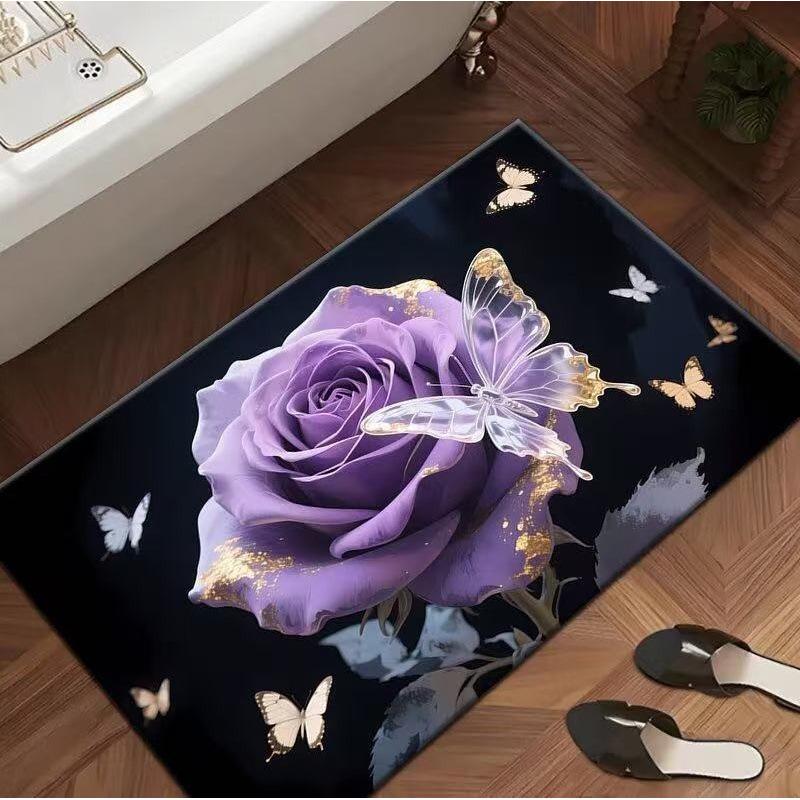 3D Rose Flower Quick-Dry Anti-Slip Bathroom Mat