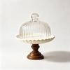 10-inch High-Footed Wooden Cake Stand with Glass Dome