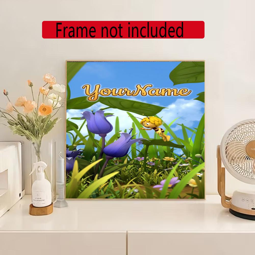 Biene Maja Customize Your Name Diamond Painting Round Diamond Diy Frameless Holiday Artwork Suitable For Home Office Wall Decoration