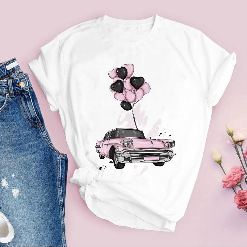 Fashion 2025 Women T-Shirt Pink Beautiful Butterfly Graphic Print Female T Shirt Casual Harajuku Short Sleeve Kawaii Ladies Tops