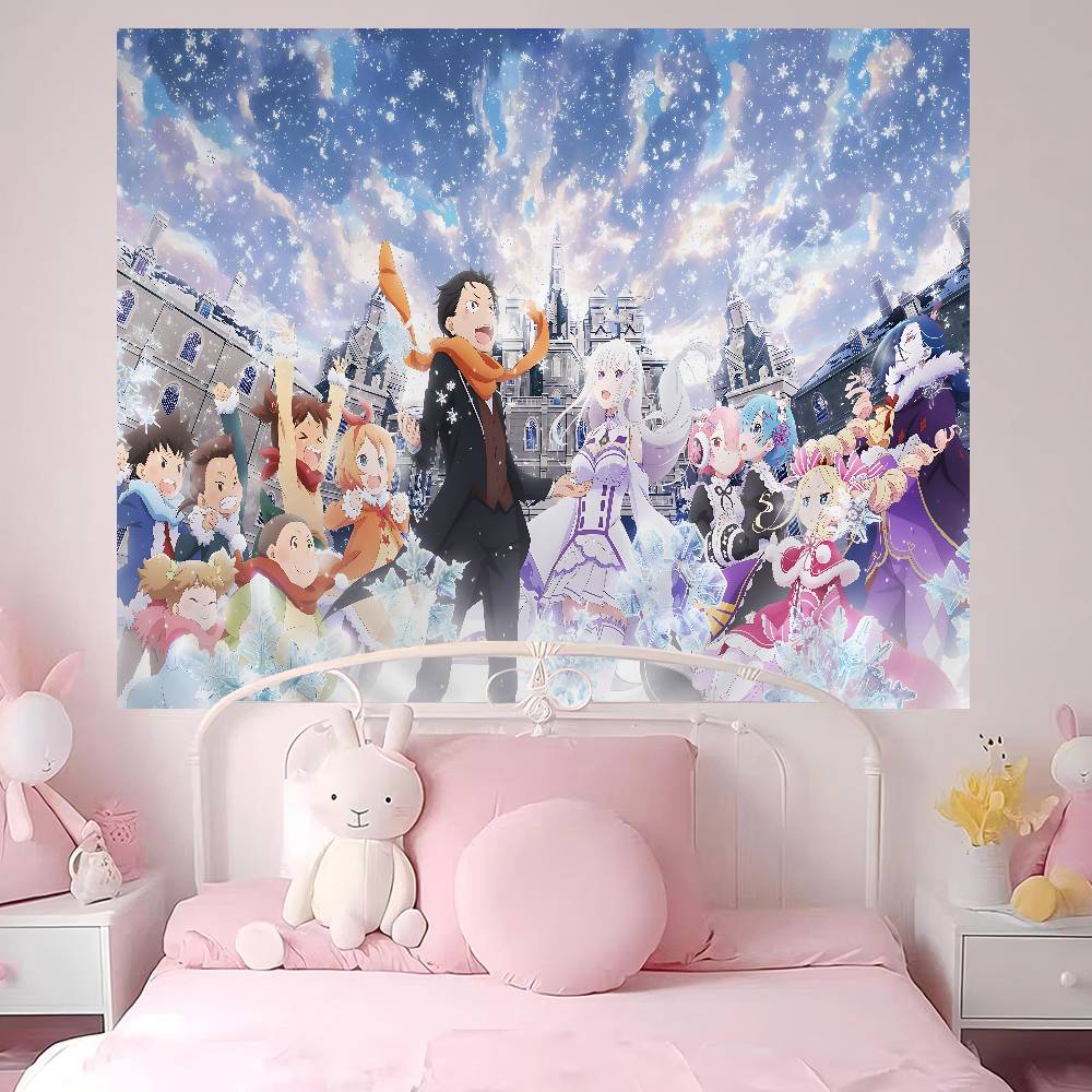 Re Zero Anime Hanging Bohemian Tapestry Hanging Tarot Hippie Wall Rugs Dorm Wall Hanging Home Decor