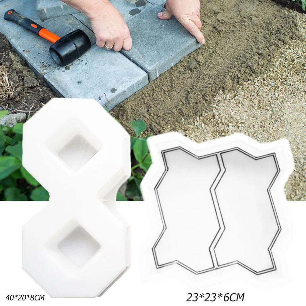 1Pcs 8 Shape Paving Brick Mould Double S Reusable Concrete Path Maker Mold Plastic DIY Stepping Stone Paver