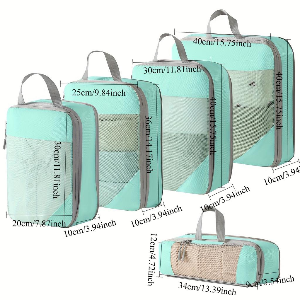 5pcs/set Durable Polyester Storage for Suitcase Luggage Clothes Organizer Underwear Divided Compact Foldable Organizer Bag