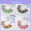 Retro Pendant Necklace With Color Resin Stones And Adjustable Chain For Gift Giving