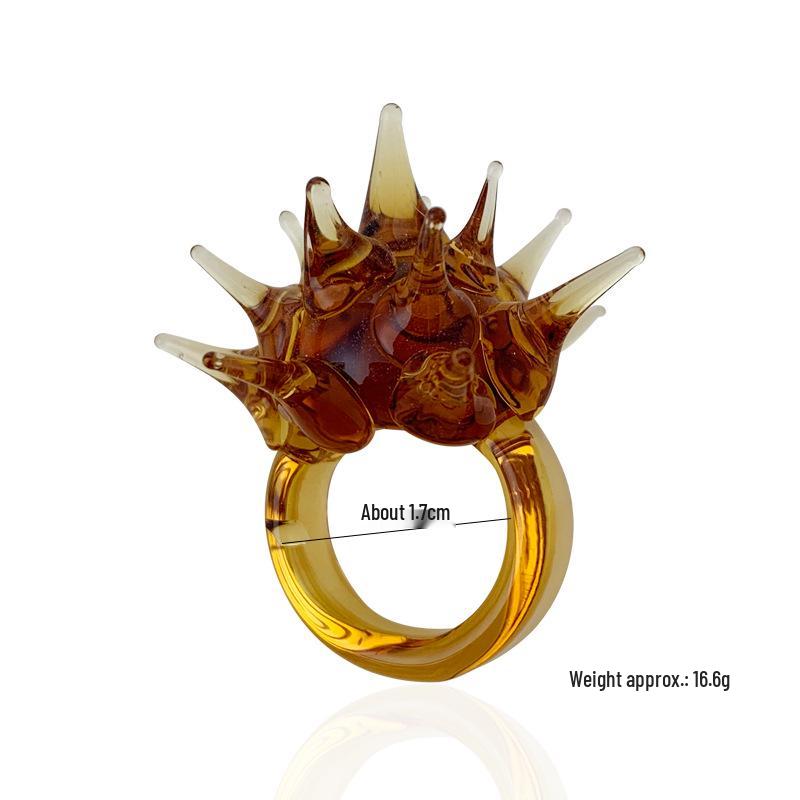 Wykwintny wielokolorowy pierścionek z jeżowcem morskim ze szkła Murano