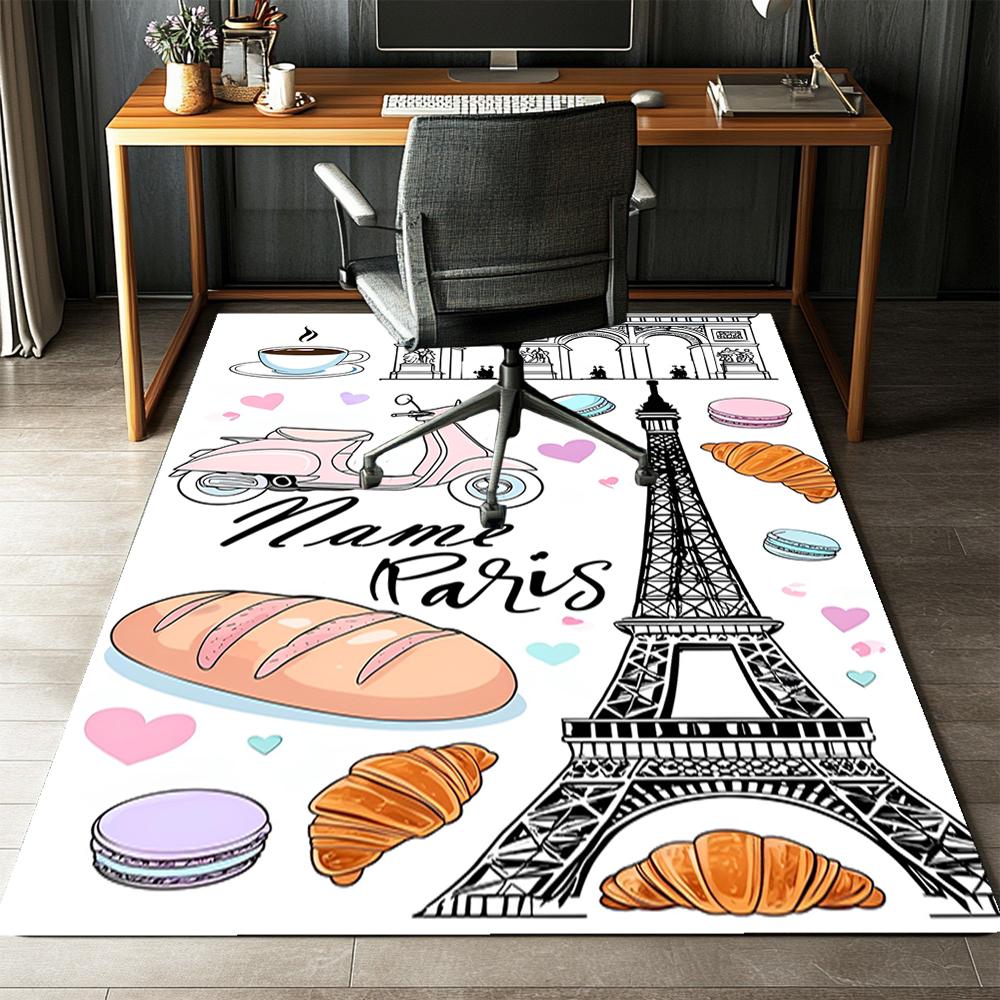 Custom Name Paris the Eiffel Tower Printed Carpet,Rug for Office Chair Living Room Bedroom Kitchen Room Decor Gifts.