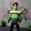 1/6 Doll Sweater Fuzzy Knitted Ribbed Green