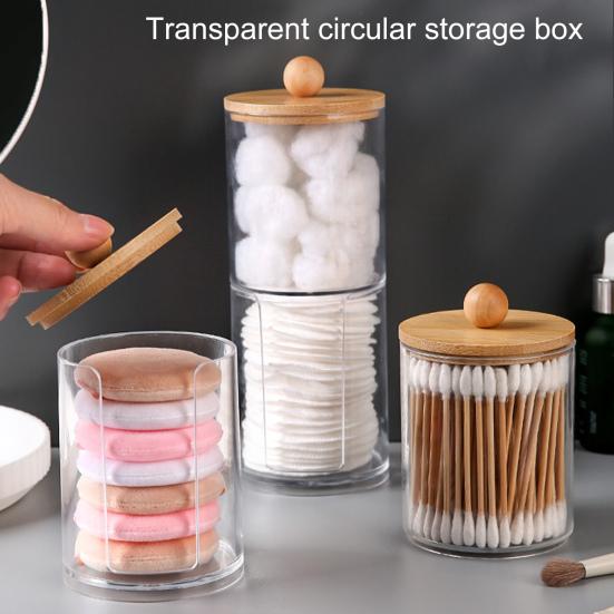 Aufbewahrungsbox für Wattestäbchen, Organizer mit Deckel, transparentes Design, Mehrzweck-Wattebällchen