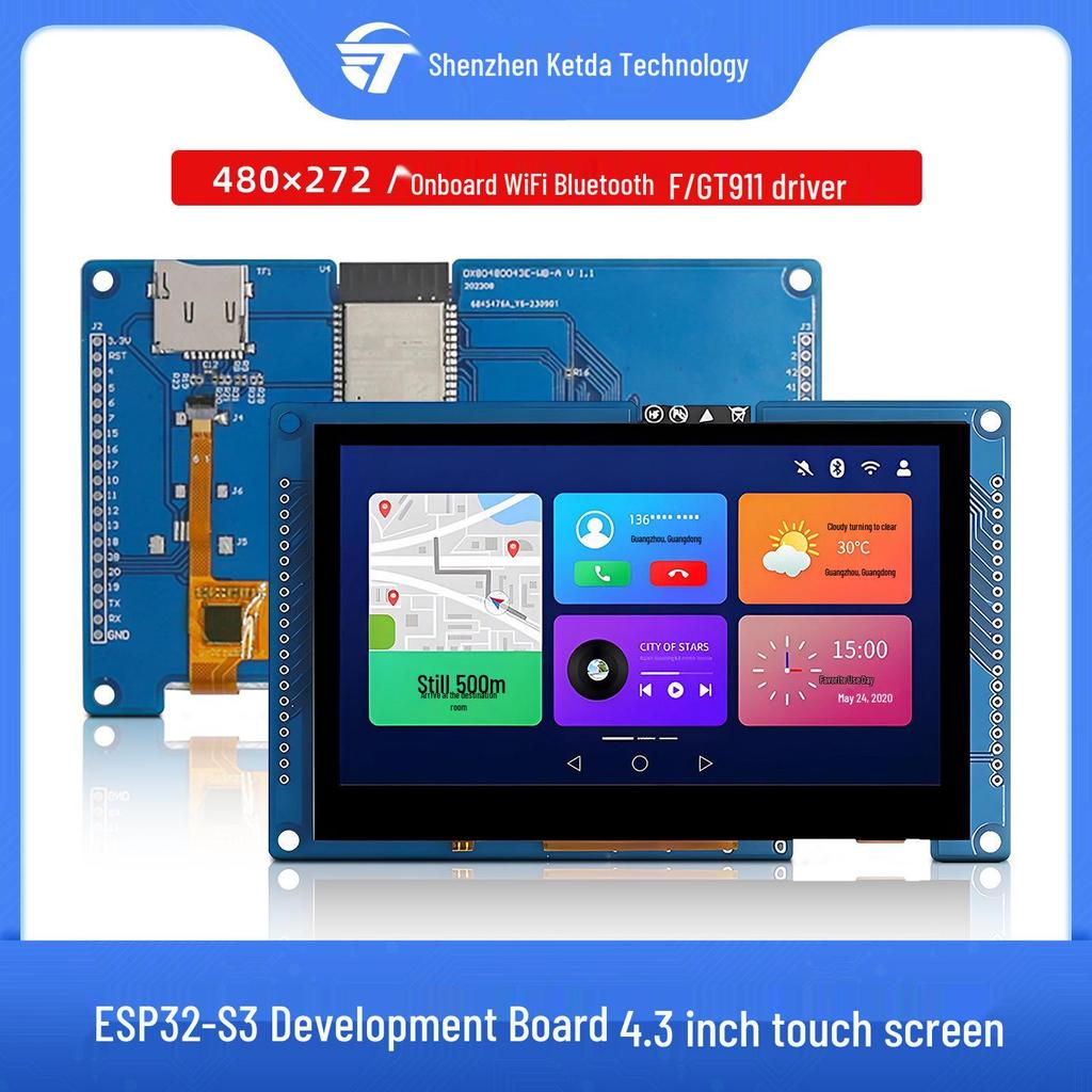 ESP32-S3 4.3" Capacitive Touchscreen Module: Smart LVGL Display Board with WiFi, Bluetooth, and RTOS Support