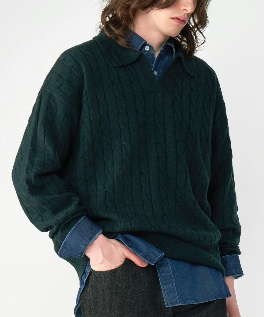 Untact Studio Oversized Cable Collar Knit 3 Colors