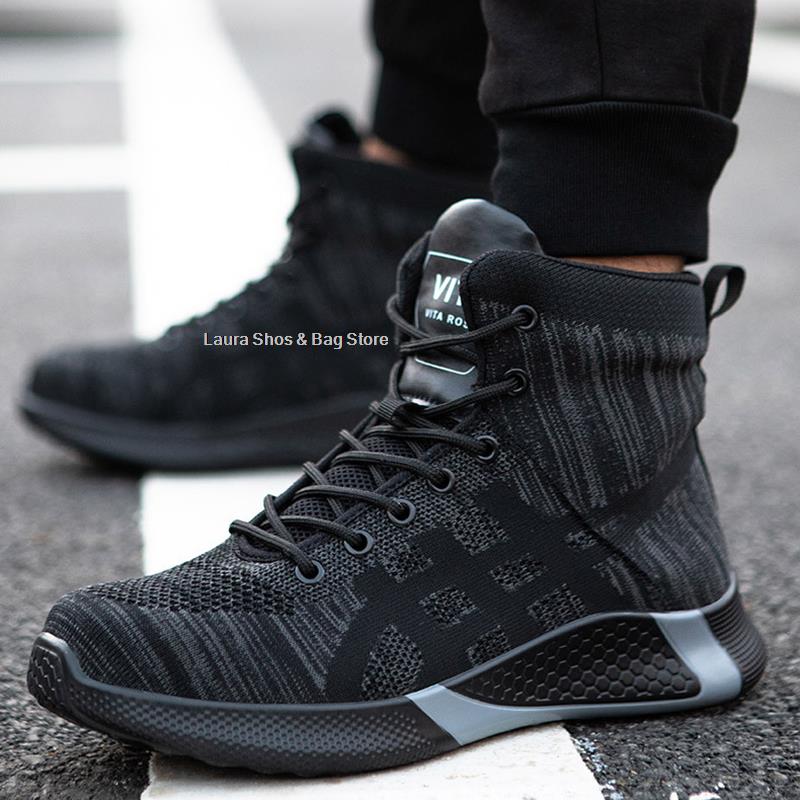 Fashion Steel Toe Work Safety Boots Men Indestructible Boots Punctu-proof Safety Shoes Men Work Sneakers Lightweight Security Work Shoes