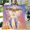 Jesus Jungfrau Maria Prayer Blanket- Lightweight Flannel Throw for Sofa ,Digital Printed Blanket with Soft & Worm Flannel Fabric