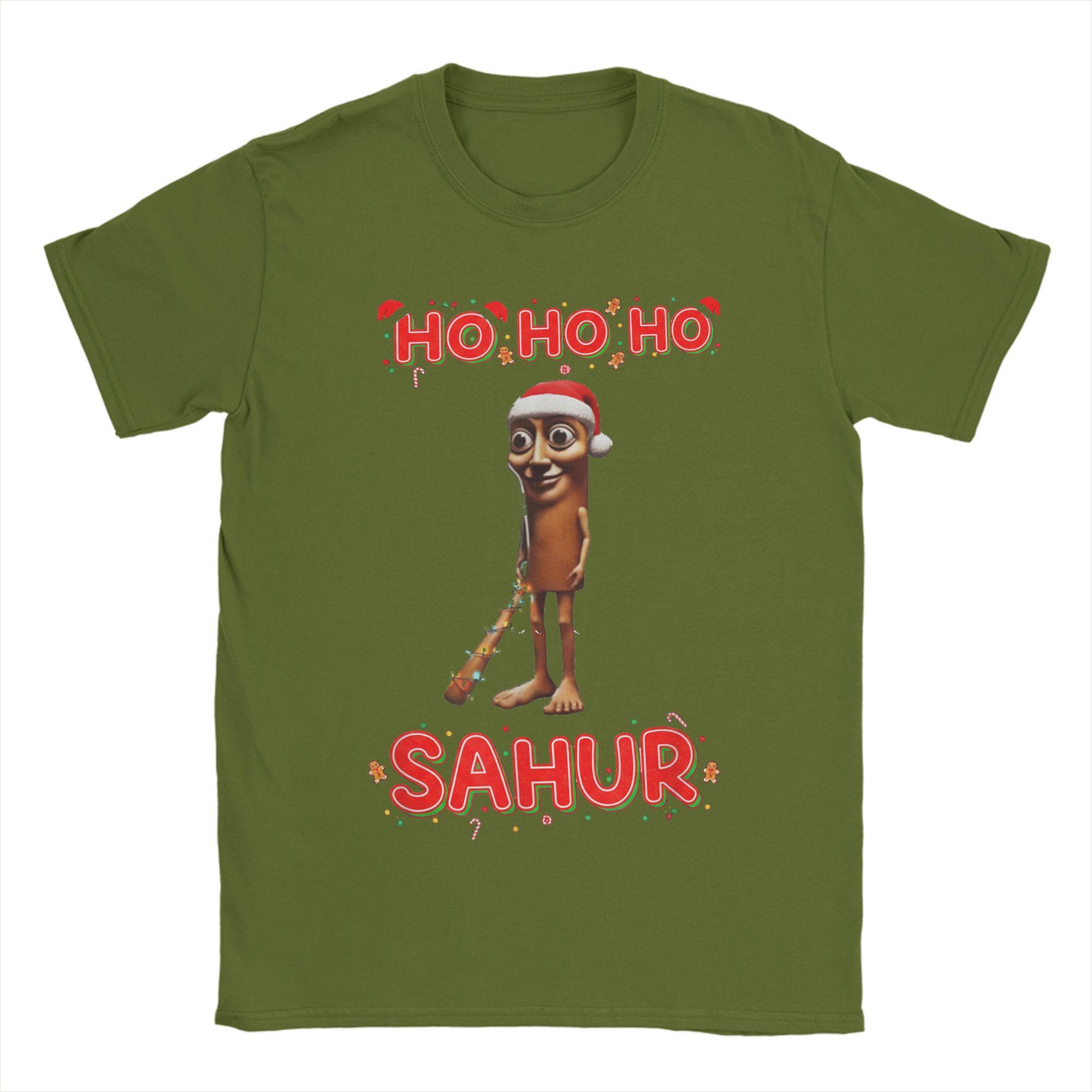 

Men T-Shirts Christmas Italian BRAINROT HO HO HO Creative Pure Cotton Tee Shirt Short Sleeve T Shirts O Neck Clothes Plus Size 4XL
