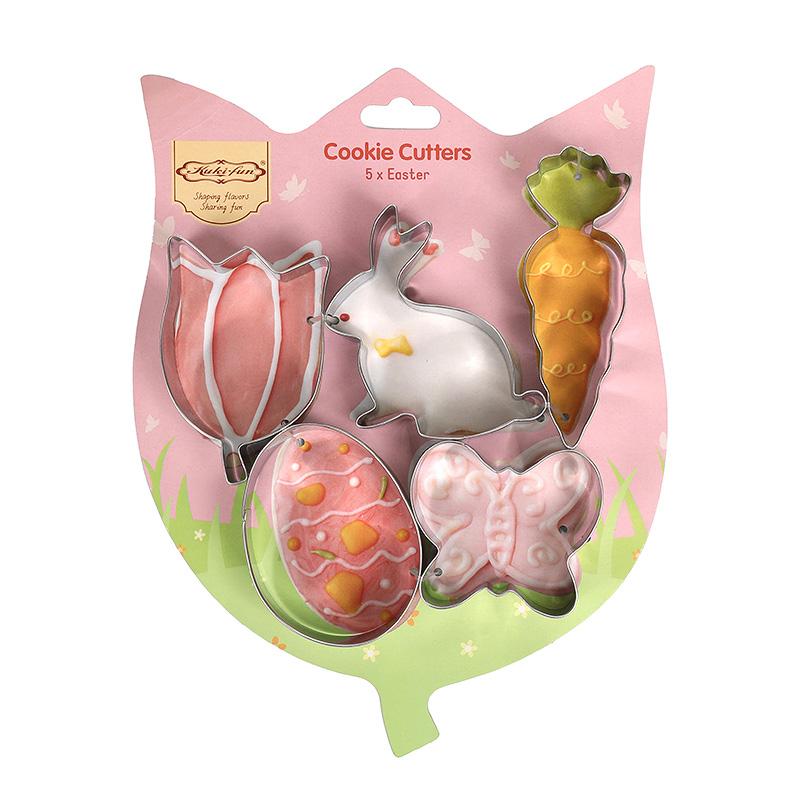 4/5/6Pcs Easter Bunny Eggs Cookie Cutter Stainless Steel Butterfly Carrot Fondant Cake Baking Mold Easter Party Decor Supplies