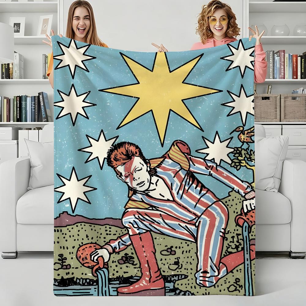 Music D-David Bowie Throw Flannel Blanket Perfect for Sofa Office Bed Travel Sleep Read Relax Camping Four Season Use