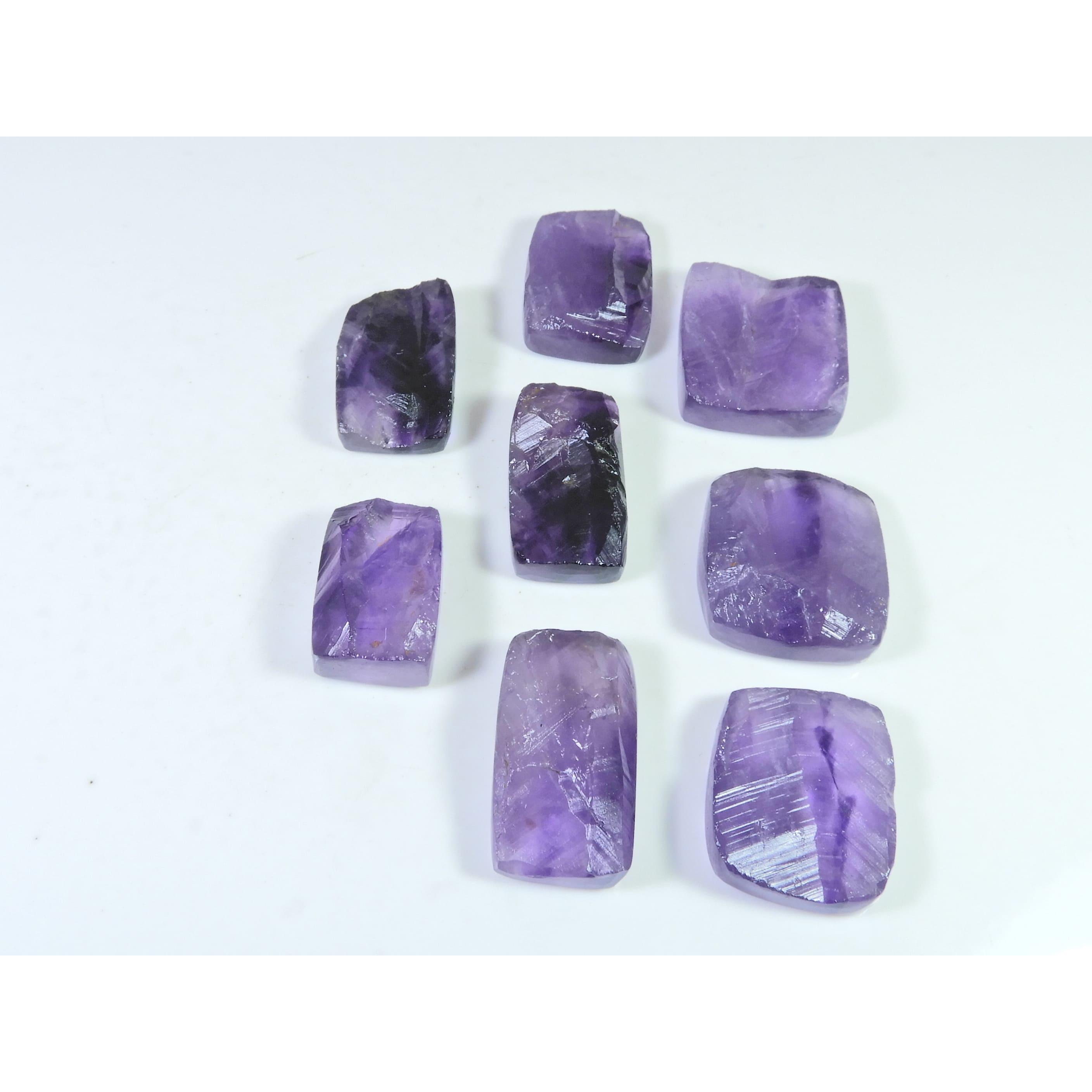 313Cts. Natural Amethyst Druzy Octagon Cabochon Loose Gemstone 08Pcs Lot C-1246