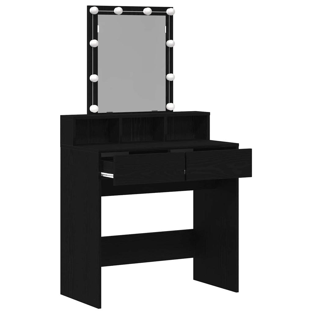 Makeup Table with Shelf Black Oak Look 80 x 41 x 144.5 cm