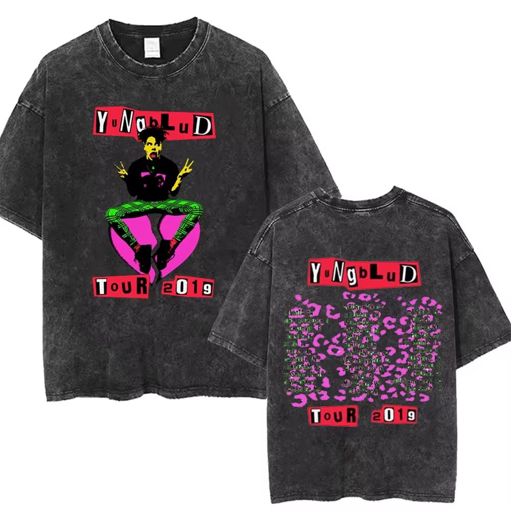 Washed Vintage Yungblud Idols World Tour Tshirt Mens Women Casual Oversized Cotton T Shirt Male Hip Hop Fashion Retro Tshirts