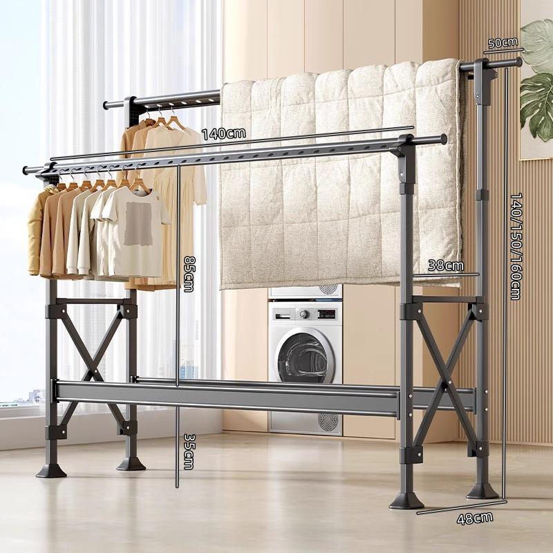 Adjustable Floor-Standing Clothes Drying Rack for Indoor/Outdoor Use