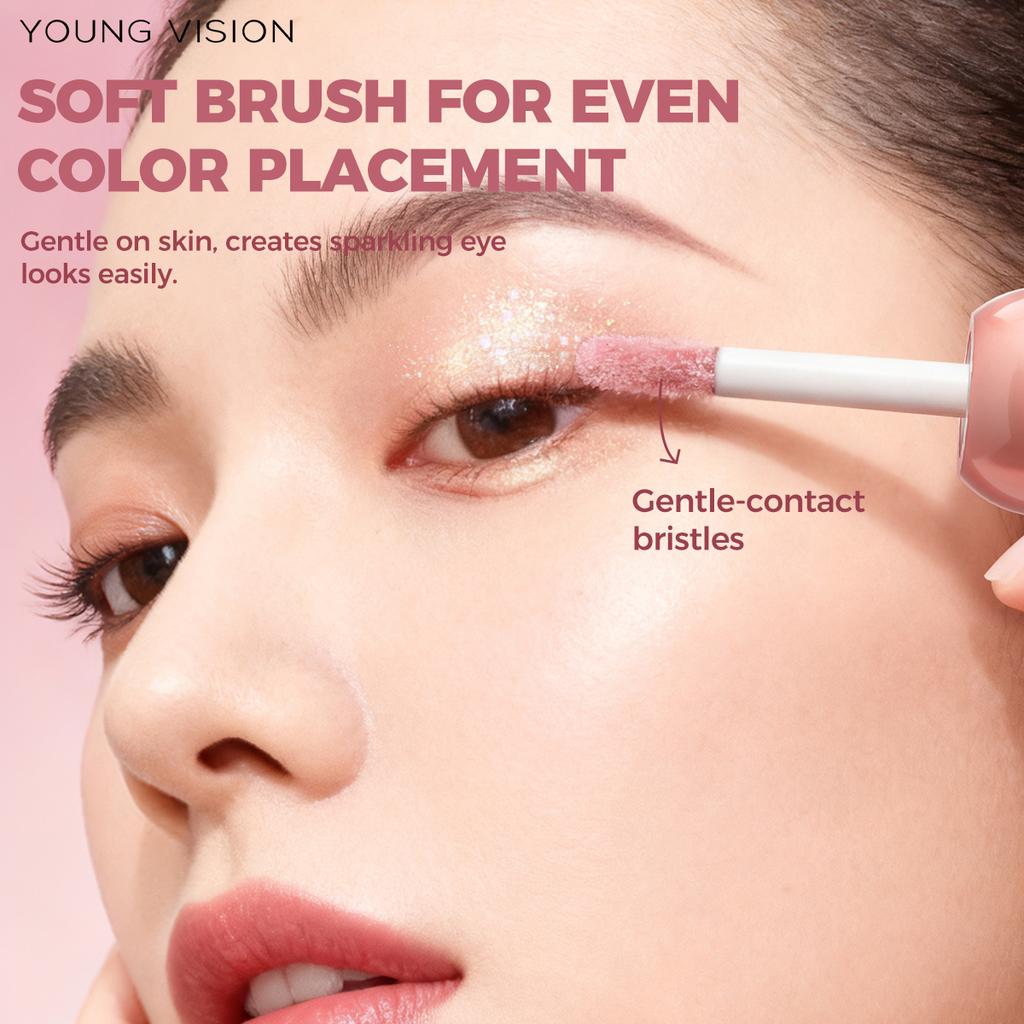 6-kleurige Driehoek Vloeibare Oogschaduw, Parelmoer Fijn Glitters, Heldere en Glanzende Vloeibare Oogschaduw, Gezichtsmake-up, Roze Paarse Sexy Oogschaduw