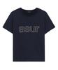 Aejeuyua Au Hotfix Loose Crop T-Shirt Navy