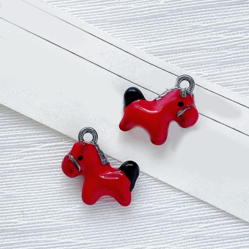 Handcrafted Rocking Horse Drop Oil Charm Minimalist Alloy Pendant Accessories for Individualized Jewelry Design