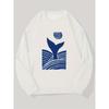 Men's Whale Tail And Wave Pattern Casual Crew Neck Sweatshirt.