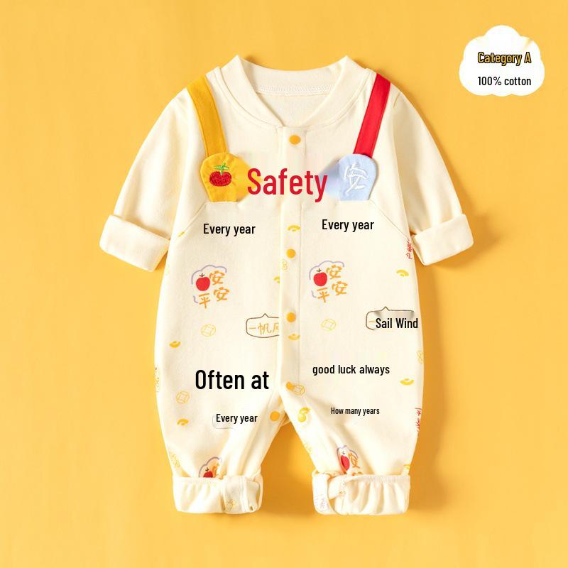 Exklusiver Langarm-Baby-Strampler – Reiner Baumwoll-Krabbelanzug für Frühling und Herbst