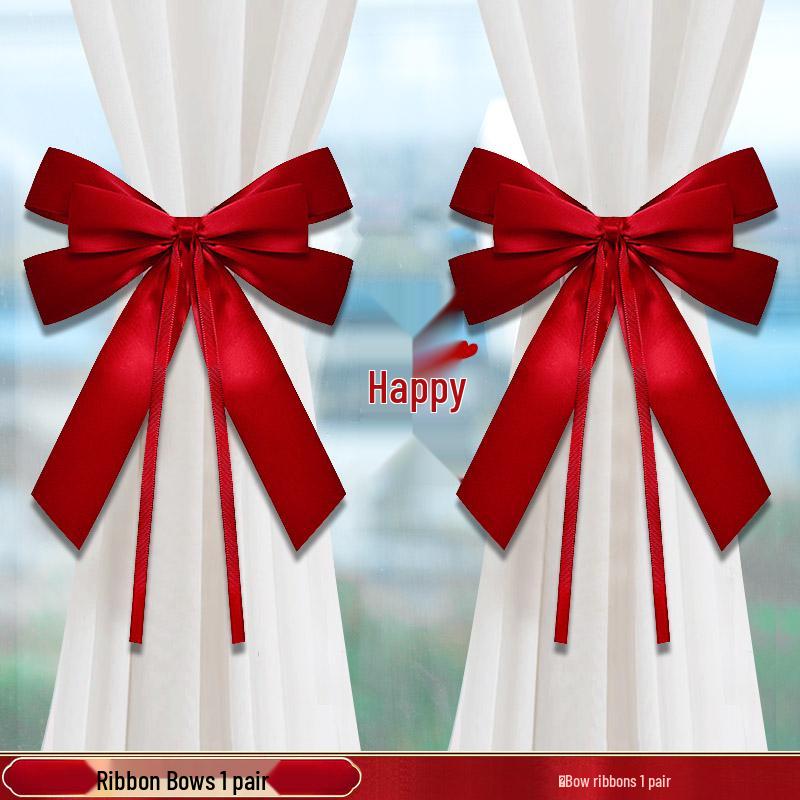 Wedding Room Decor Set: Curtains & Bow Ties for Newlyweds