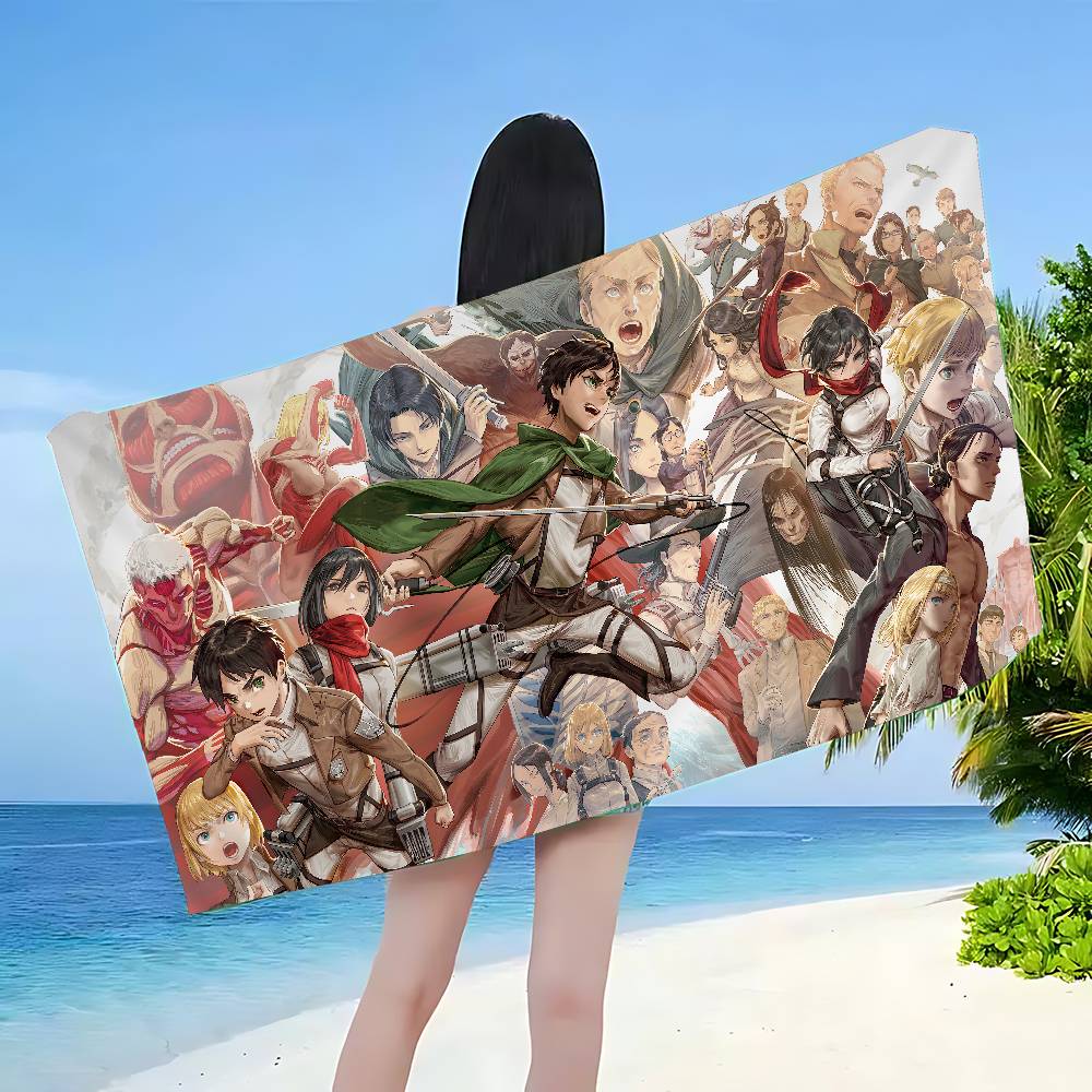 Anime A-Attack On Titan Small Microfiber Blanket Quick Drying Beach Towels Oversized Printing Super Absorbent Pool Towel Blanket